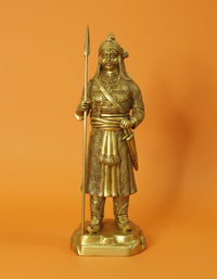 Brass Standing Maharana Pratap, Yellow, 7 x 5 x 9 Inch (L x W x H)for Home Office Mandir Decor Gift Items Collectible Handicraft Art