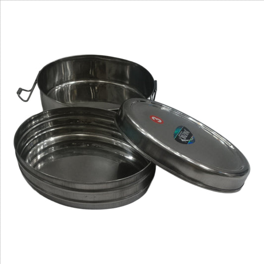 Stainless Steel Food Carrier Oval Double Lunch Box/Tiffen Box Medium - 1 Unit