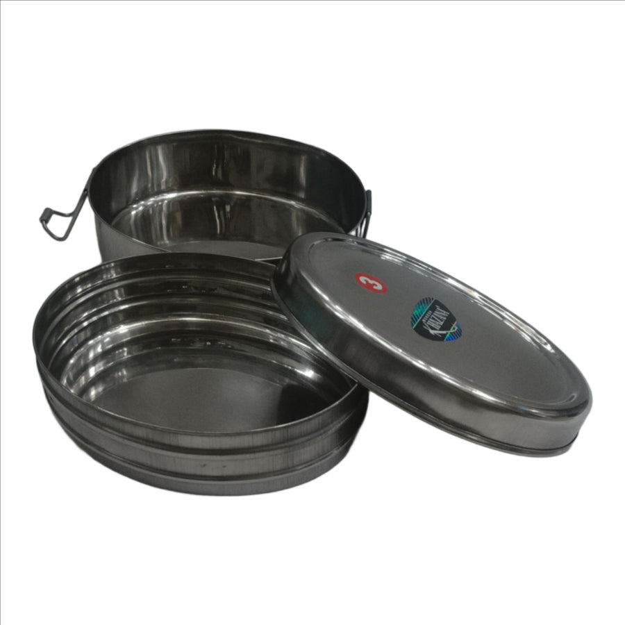 Stainless Steel Food Carrier Oval Double Lunch Box/Tiffen Box Medium - 1 Unit