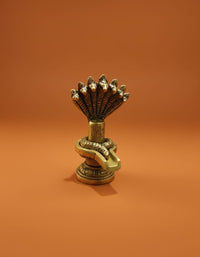 Brass Shivling with Sheshnag – 8 cm | Sacred Pooja Idol for Home & Temple