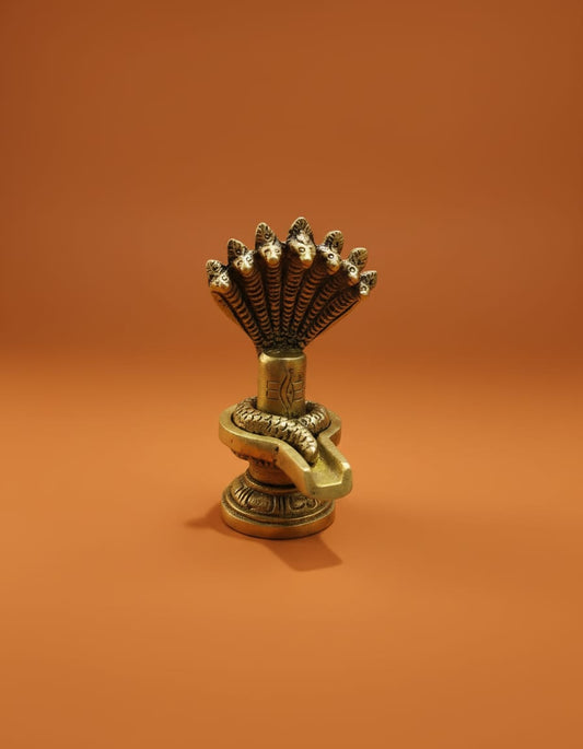 Brass Shivling with Sheshnag – 8 cm | Sacred Pooja Idol for Home & Temple